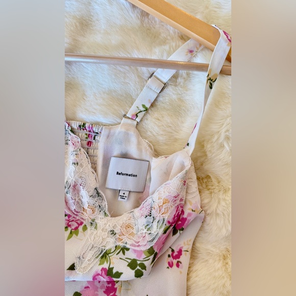 Reformation Floral Midi Dress - White and Pink - Picture 9 of 16